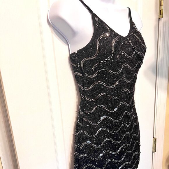 Pixiemain Women's 1920's Flapper Fringe Sequin Party Mini Dress-Sz XS-Black - Picture 7 of 15